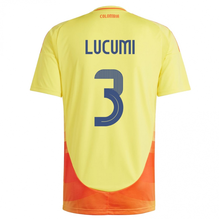 Niño Fútbol Camiseta Colombia Jhon Lucumí #3 Amarillo 1ª Equipación 24-26 Perú