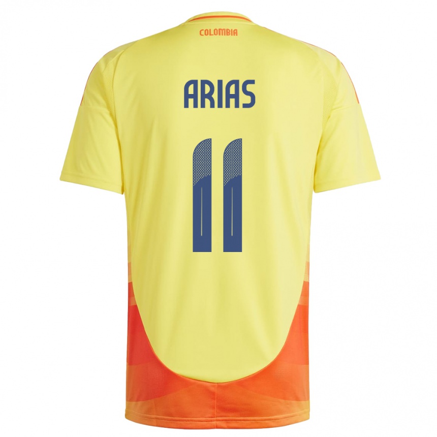 Niño Fútbol Camiseta Colombia Jhon Arias #11 Amarillo 1ª Equipación 24-26 Perú