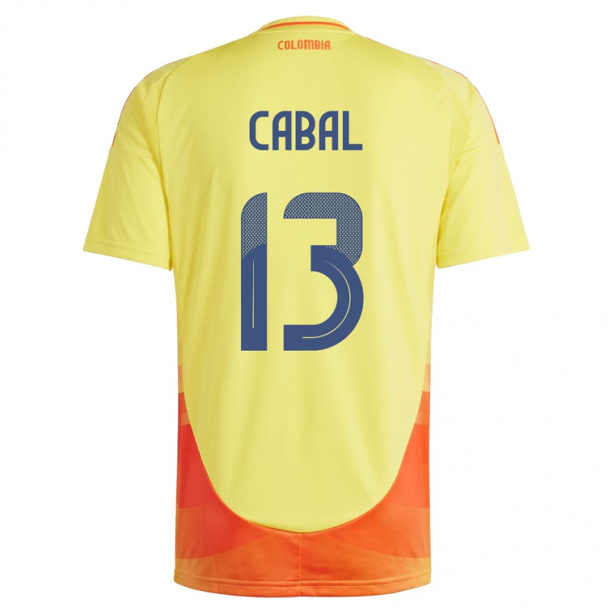 Niño Fútbol Camiseta Colombia Juan Cabal #13 Amarillo 1ª Equipación 24-26 Perú