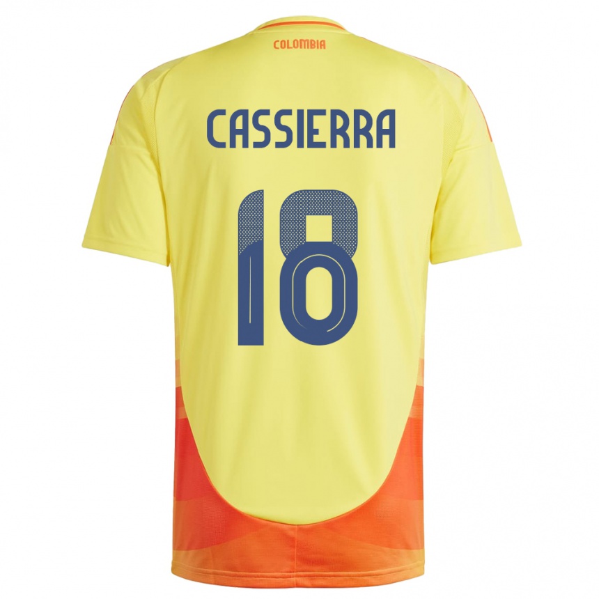 Niño Fútbol Camiseta Colombia Mateo Cassierra #18 Amarillo 1ª Equipación 24-26 Perú