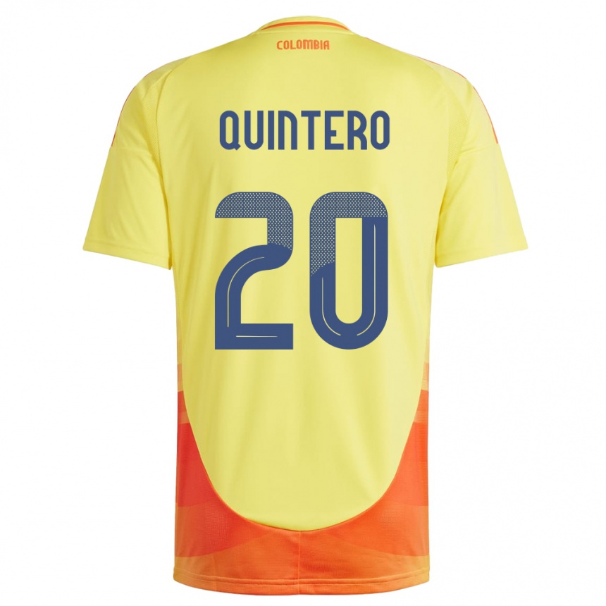 Niño Fútbol Camiseta Colombia Juan Fernando Quintero #20 Amarillo 1ª Equipación 24-26 Perú