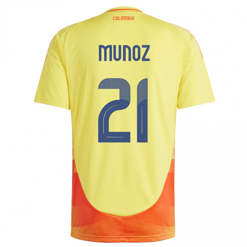 Niño Fútbol Camiseta Colombia Daniel Muñoz #21 Amarillo 1ª Equipación 24-26 Perú