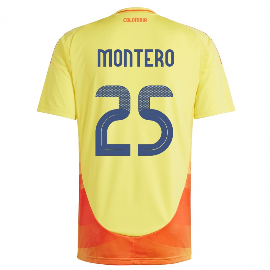 Niño Fútbol Camiseta Colombia Álvaro Montero #25 Amarillo 1ª Equipación 24-26 Perú