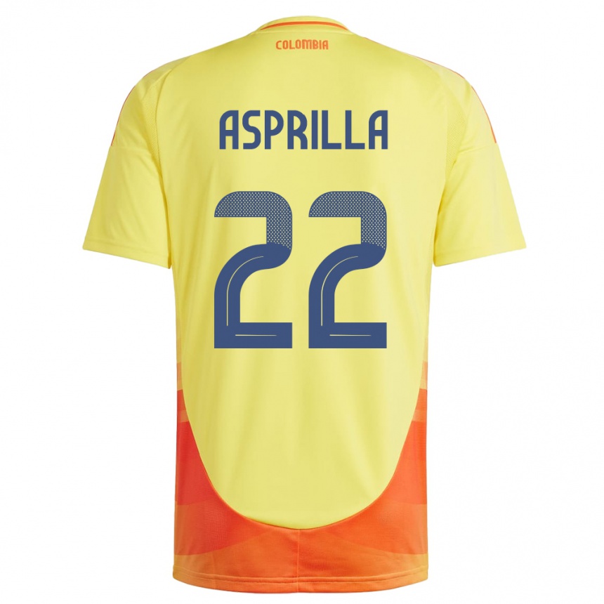 Niño Fútbol Camiseta Colombia Yáser Asprilla #22 Amarillo 1ª Equipación 24-26 Perú