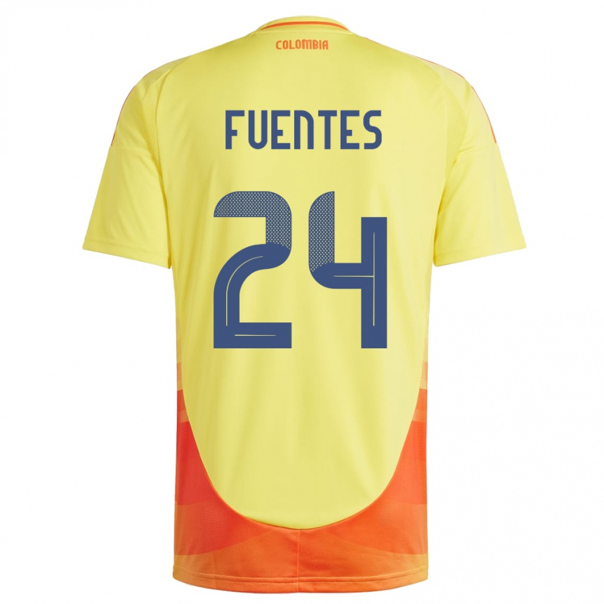 Niño Fútbol Camiseta Colombia Gabriel Fuentes #24 Amarillo 1ª Equipación 24-26 Perú