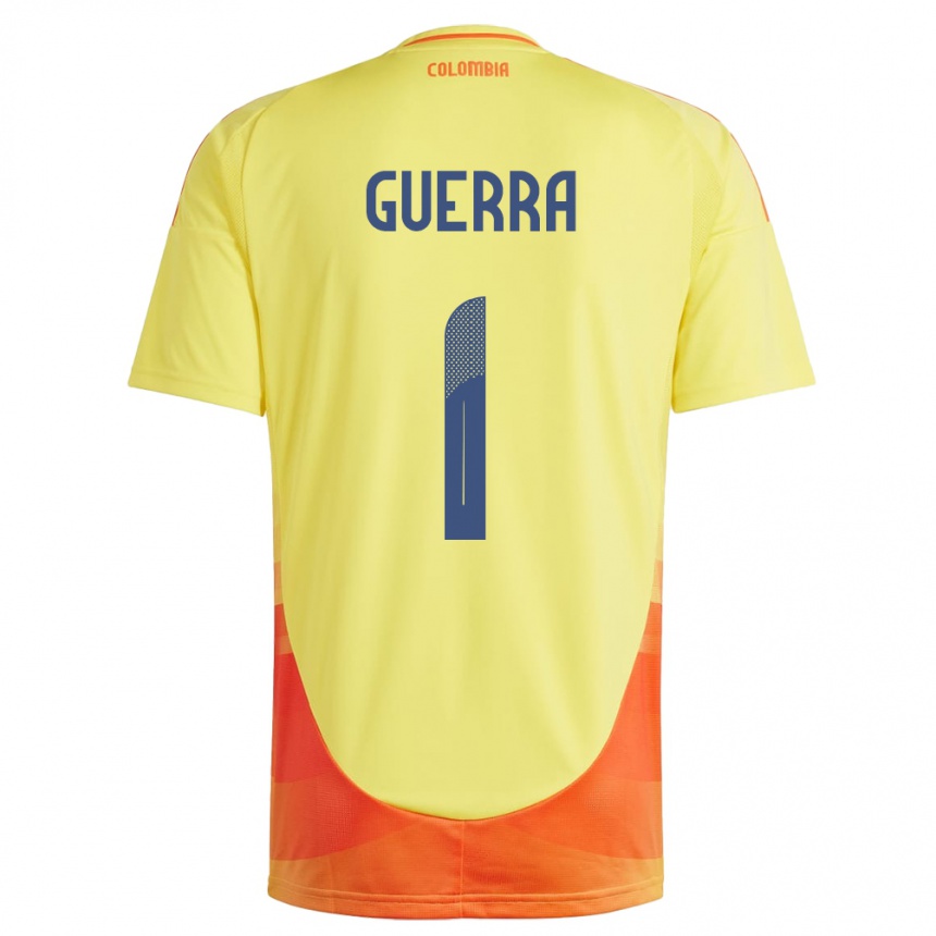 Niño Fútbol Camiseta Colombia Sebastián Guerra #1 Amarillo 1ª Equipación 24-26 Perú