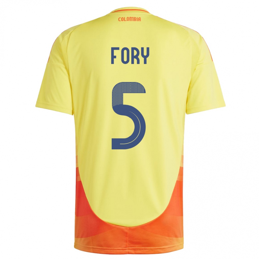 Niño Fútbol Camiseta Colombia Jimer Fory #5 Amarillo 1ª Equipación 24-26 Perú