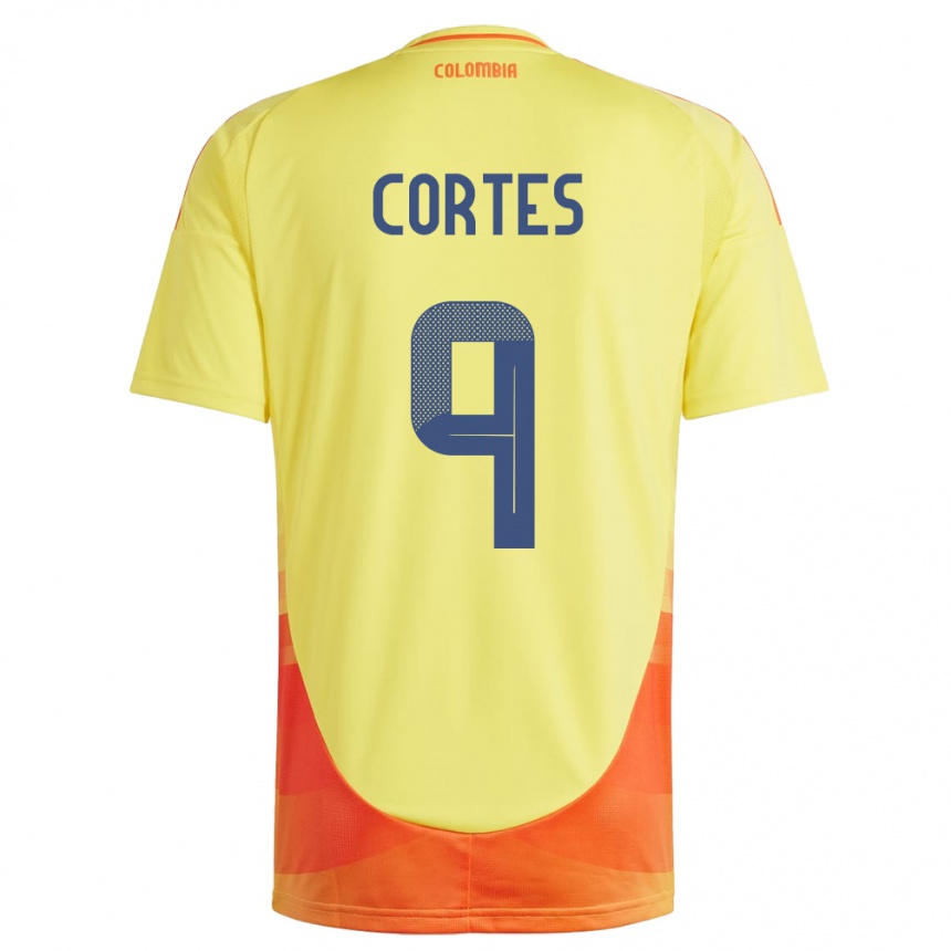 Niño Fútbol Camiseta Colombia Carlos Cortés #9 Amarillo 1ª Equipación 24-26 Perú