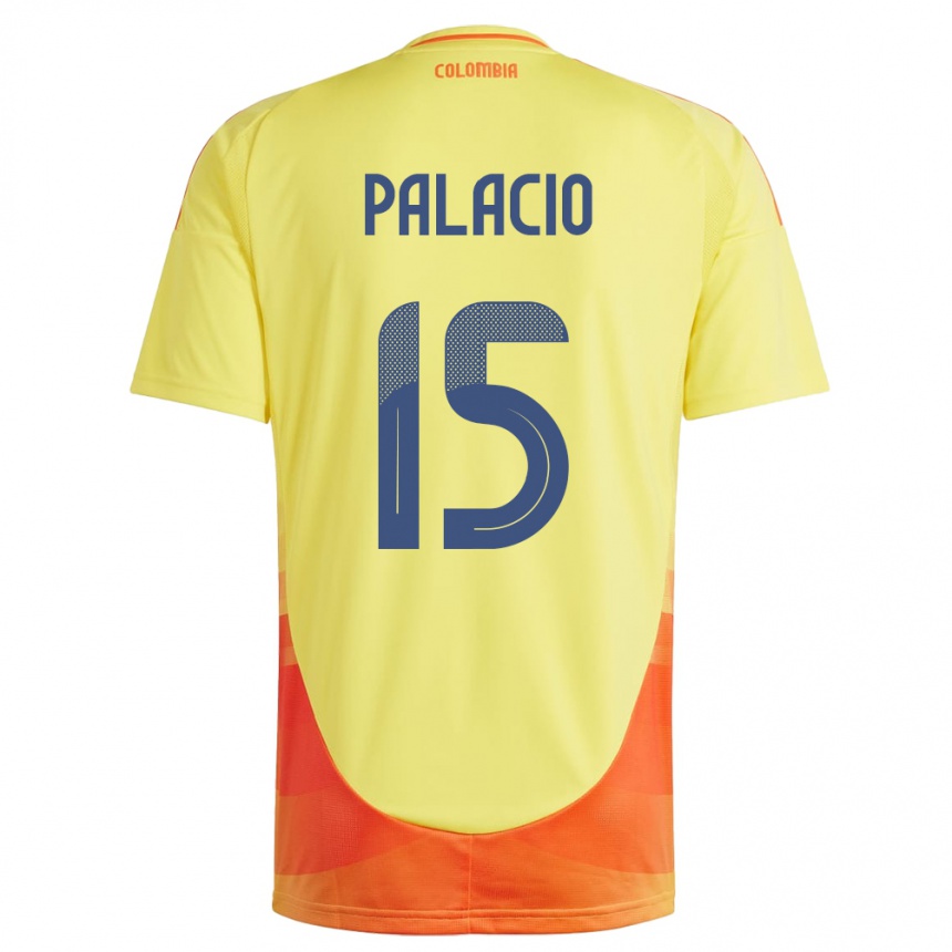 Niño Fútbol Camiseta Colombia Nelson Palacio #15 Amarillo 1ª Equipación 24-26 Perú