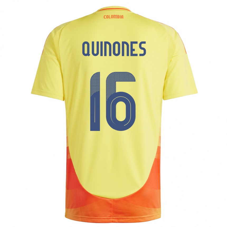 Niño Fútbol Camiseta Colombia Nelson Quiñónes #16 Amarillo 1ª Equipación 24-26 Perú