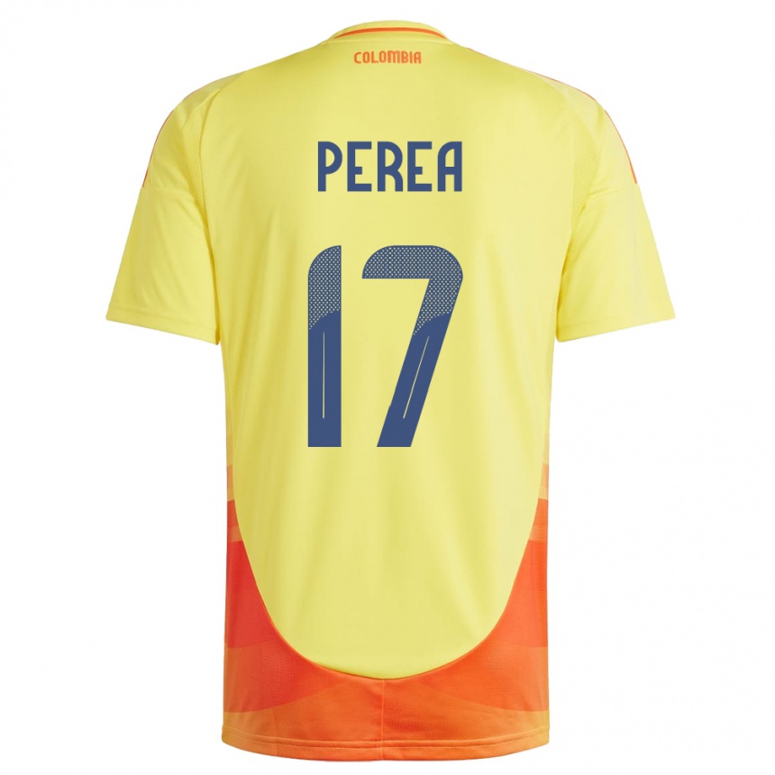 Niño Fútbol Camiseta Colombia Óscar Perea #17 Amarillo 1ª Equipación 24-26 Perú