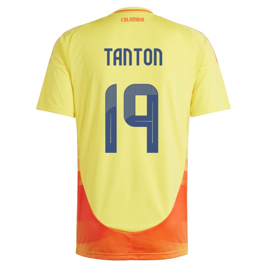 Niño Fútbol Camiseta Colombia Devan Tanton #19 Amarillo 1ª Equipación 24-26 Perú