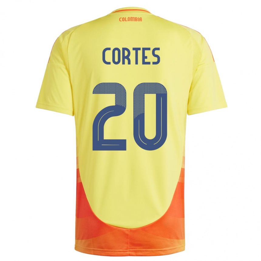 Niño Fútbol Camiseta Colombia Óscar Cortés #20 Amarillo 1ª Equipación 24-26 Perú