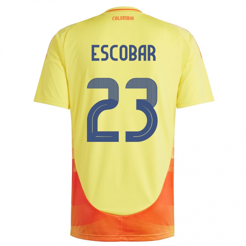 Niño Fútbol Camiseta Colombia Josen Escobar #23 Amarillo 1ª Equipación 24-26 Perú