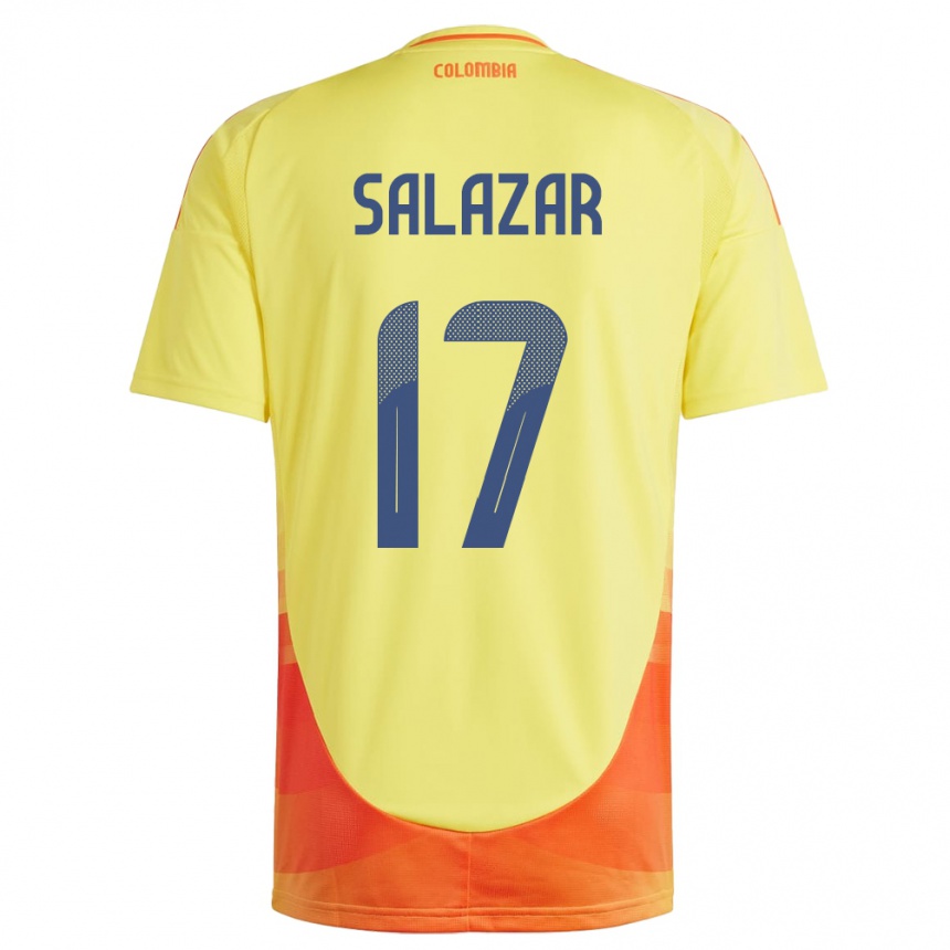 Niño Fútbol Camiseta Colombia Andrés Salazar #17 Amarillo 1ª Equipación 24-26 Perú