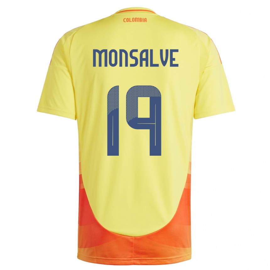 Niño Fútbol Camiseta Colombia Miguel Monsalve #19 Amarillo 1ª Equipación 24-26 Perú