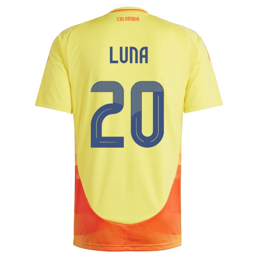 Niño Fútbol Camiseta Colombia Daniel Luna #20 Amarillo 1ª Equipación 24-26 Perú