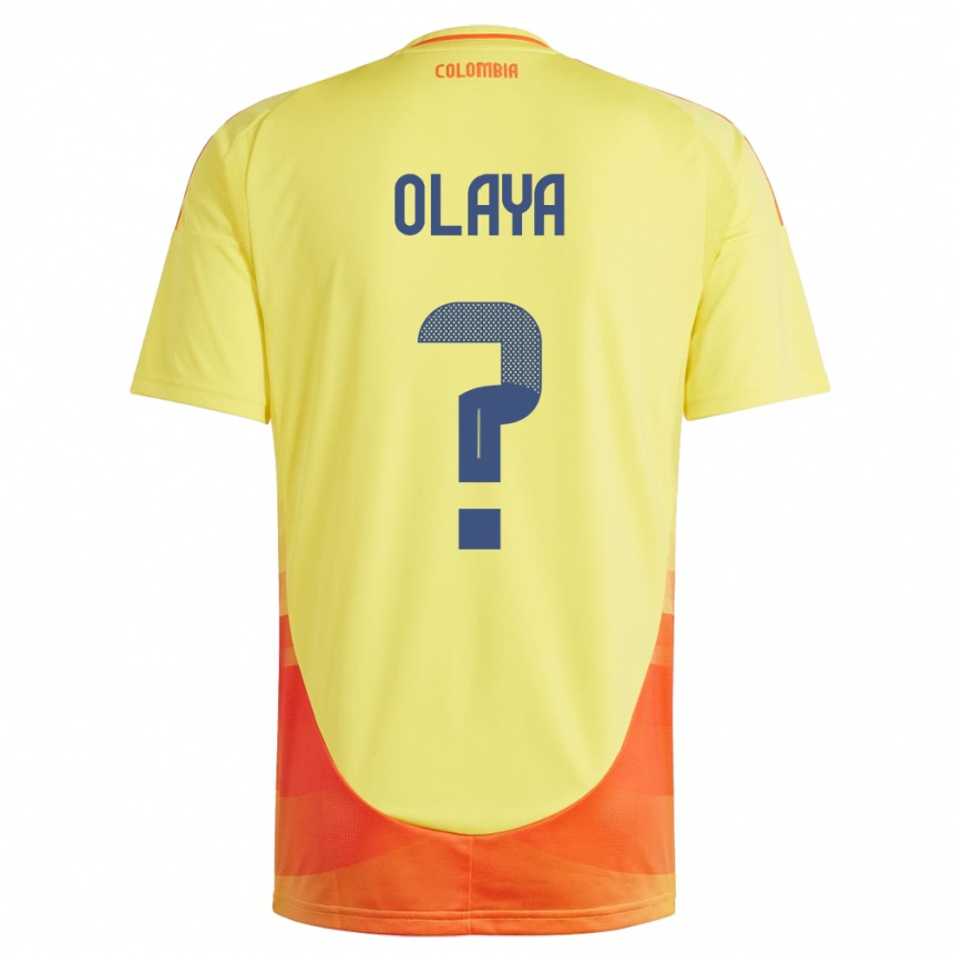 Niño Fútbol Camiseta Colombia Elber Olaya #0 Amarillo 1ª Equipación 24-26 Perú