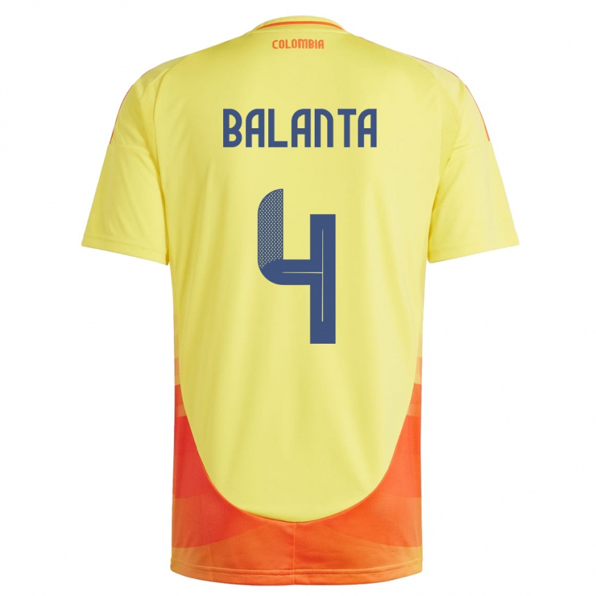 Niño Fútbol Camiseta Colombia Marlon Balanta #4 Amarillo 1ª Equipación 24-26 Perú