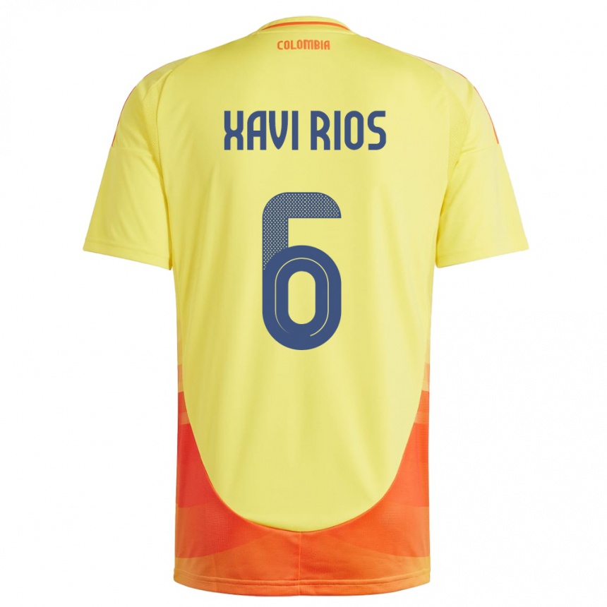 Niño Fútbol Camiseta Colombia Xavi Ríos #6 Amarillo 1ª Equipación 24-26 Perú