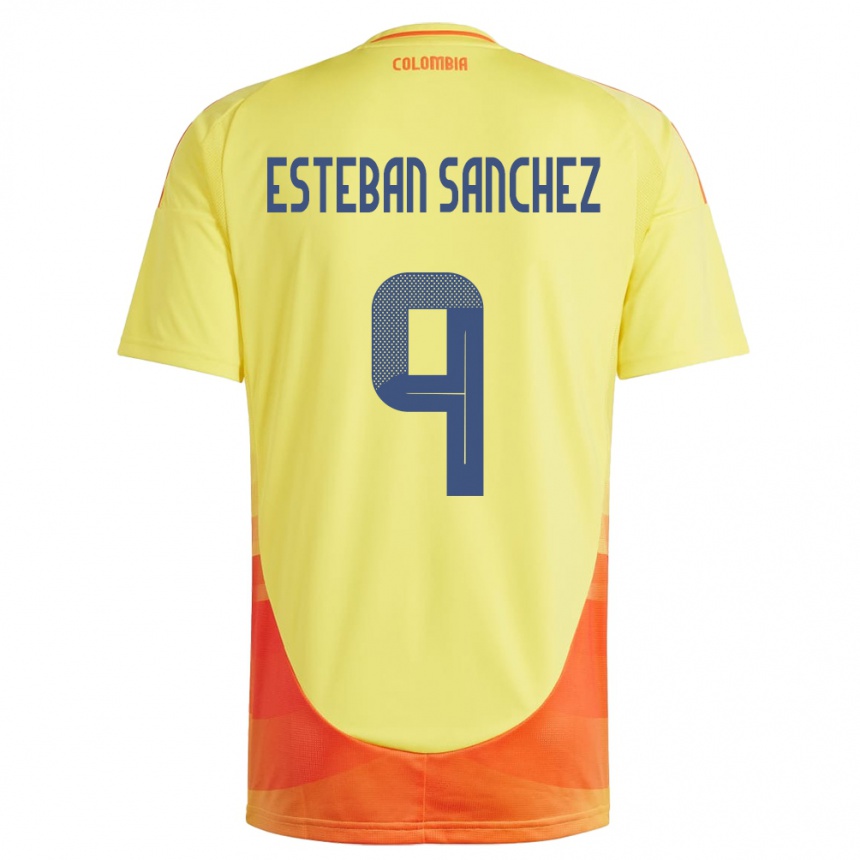 Niño Fútbol Camiseta Colombia Juan Esteban Sánchez #9 Amarillo 1ª Equipación 24-26 Perú