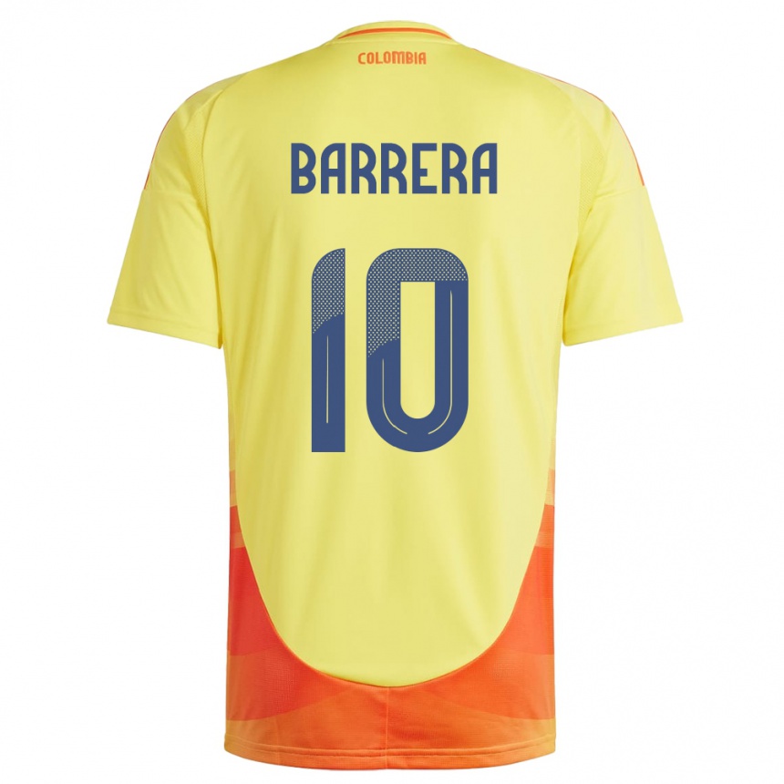 Niño Fútbol Camiseta Colombia Jordan Barrera #10 Amarillo 1ª Equipación 24-26 Perú