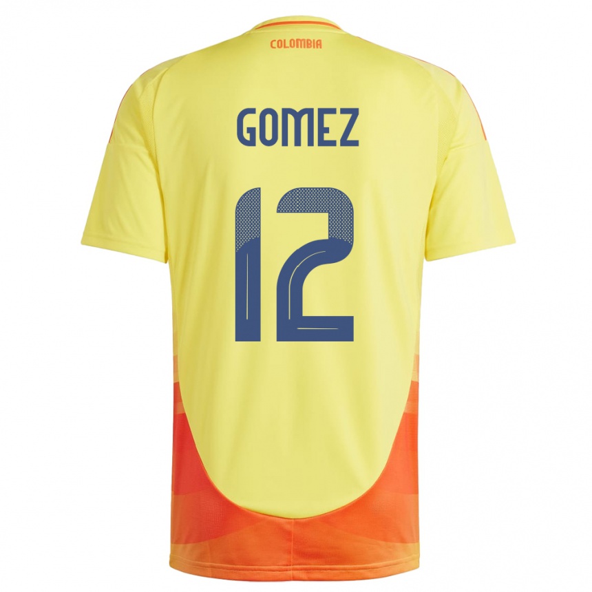 Niño Fútbol Camiseta Colombia Juan Gómez #12 Amarillo 1ª Equipación 24-26 Perú