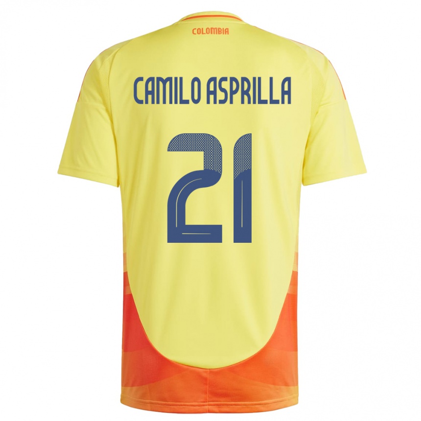 Niño Fútbol Camiseta Colombia Juan Camilo Asprilla #21 Amarillo 1ª Equipación 24-26 Perú