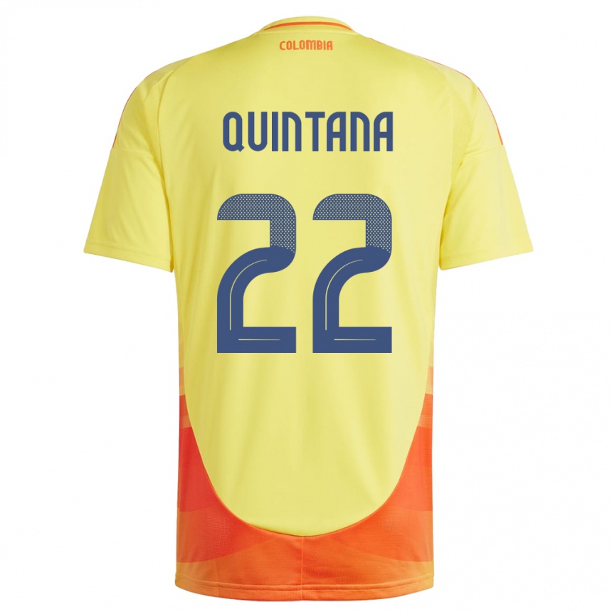 Niño Fútbol Camiseta Colombia Breiner Quintana #22 Amarillo 1ª Equipación 24-26 Perú