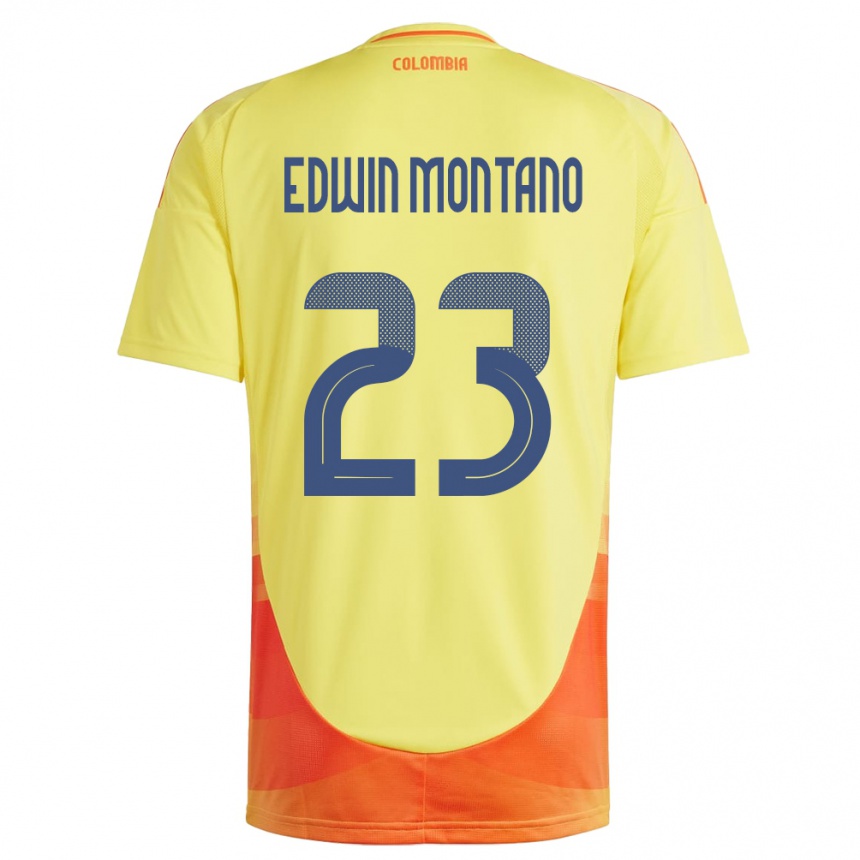 Niño Fútbol Camiseta Colombia John Edwin Montaño #23 Amarillo 1ª Equipación 24-26 Perú