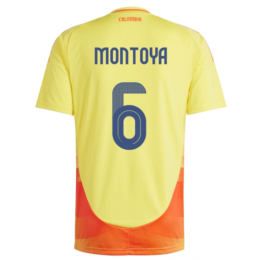 Niño Fútbol Camiseta Colombia Daniela Montoya #6 Amarillo 1ª Equipación 24-26 Perú