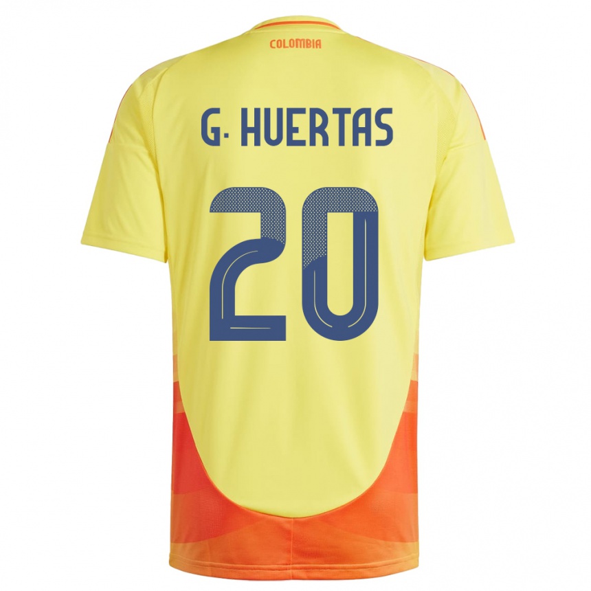 Niño Fútbol Camiseta Colombia Gabriela Huertas #20 Amarillo 1ª Equipación 24-26 Perú