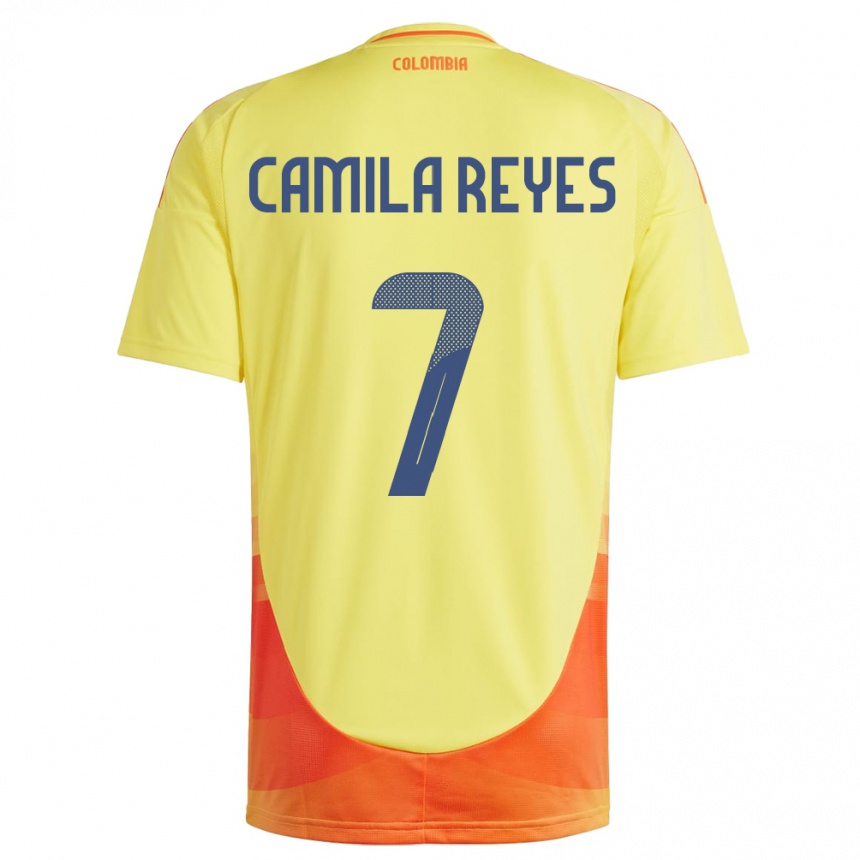 Niño Fútbol Camiseta Colombia María Camila Reyes #7 Amarillo 1ª Equipación 24-26 Perú