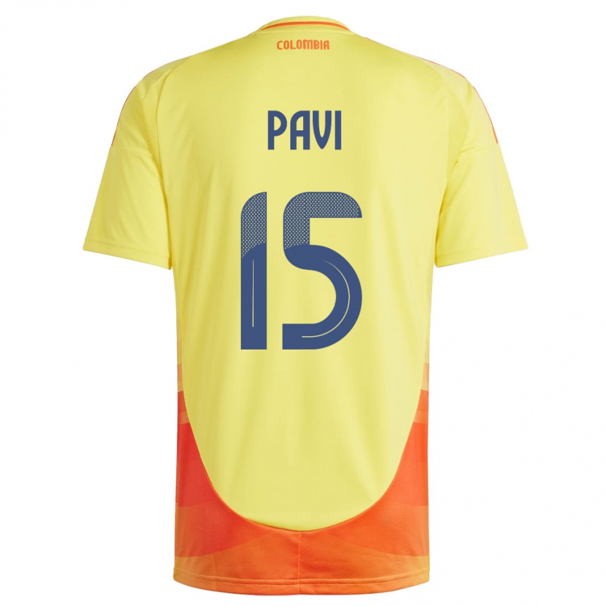 Niño Fútbol Camiseta Colombia Manuela Paví #15 Amarillo 1ª Equipación 24-26 Perú