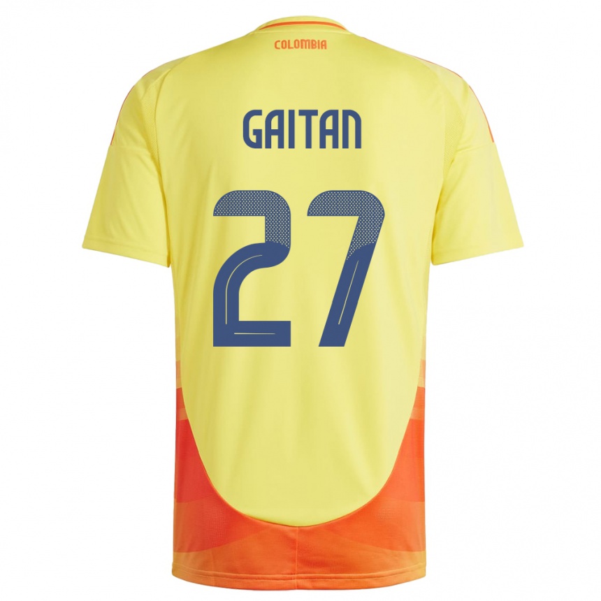 Niño Fútbol Camiseta Colombia Natalia Gaitán #27 Amarillo 1ª Equipación 24-26 Perú