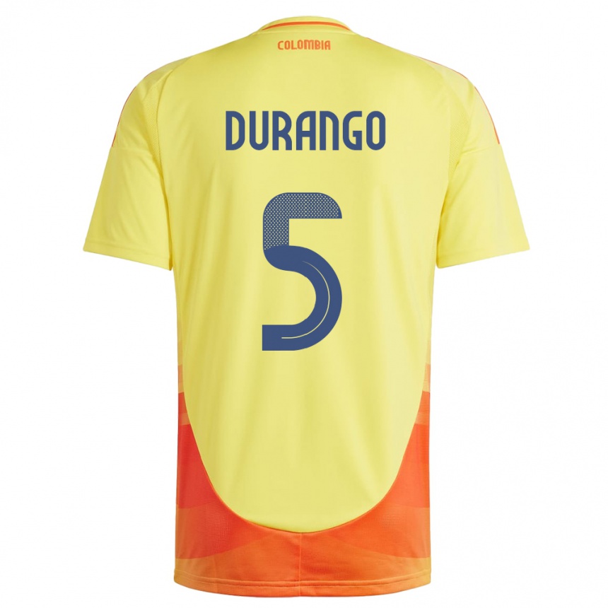 Niño Fútbol Camiseta Colombia Lorena Durango #5 Amarillo 1ª Equipación 24-26 Perú