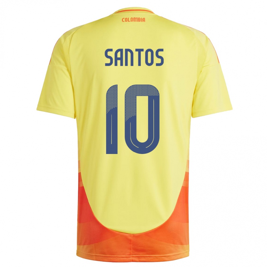 Niño Fútbol Camiseta Colombia Leicy Santos #10 Amarillo 1ª Equipación 24-26 Perú