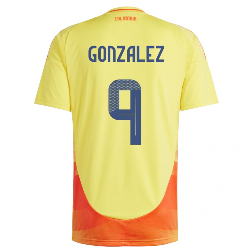 Niño Fútbol Camiseta Colombia Manuela González #9 Amarillo 1ª Equipación 24-26 Perú