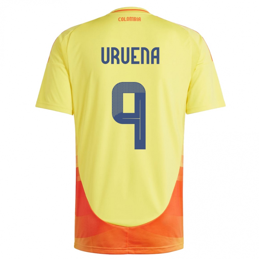 Niño Fútbol Camiseta Colombia Gabriela Urueña #9 Amarillo 1ª Equipación 24-26 Perú