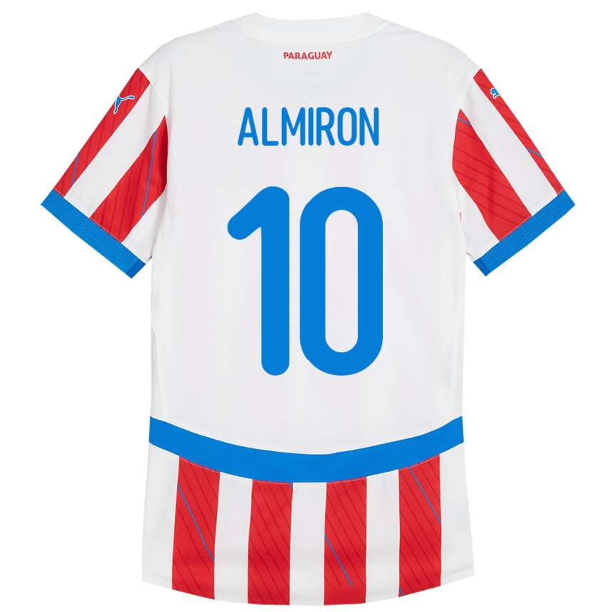 Niño Fútbol Camiseta Paraguay Miguel Almirón #10 Blanco Rojo 1ª Equipación 24-26 Perú