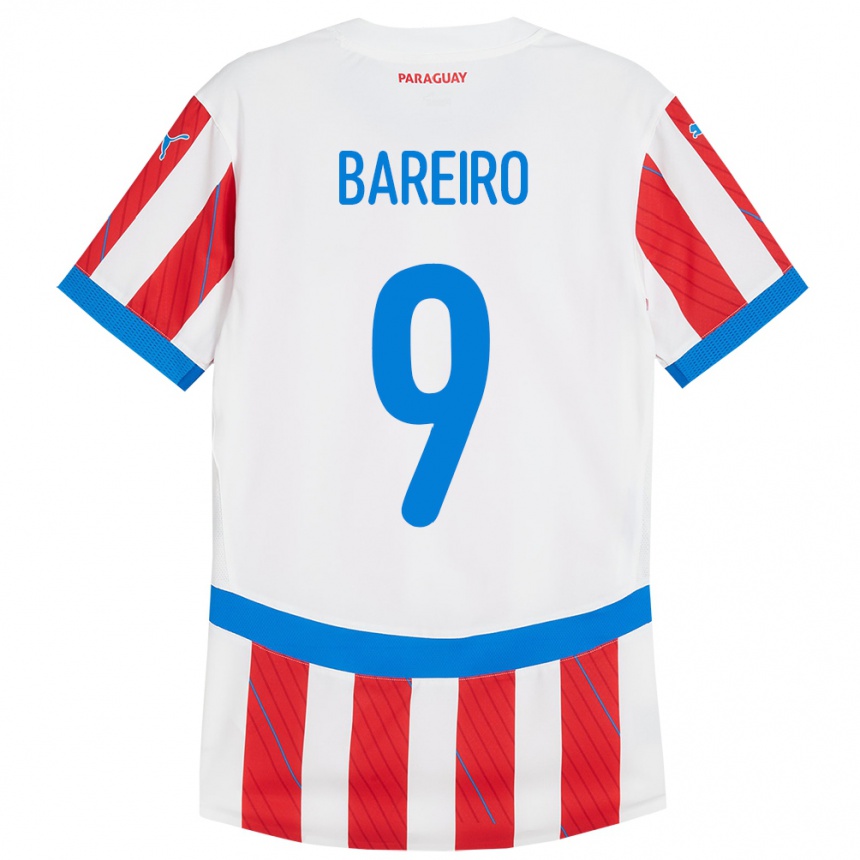 Niño Fútbol Camiseta Paraguay Adam Bareiro #9 Blanco Rojo 1ª Equipación 24-26 Perú