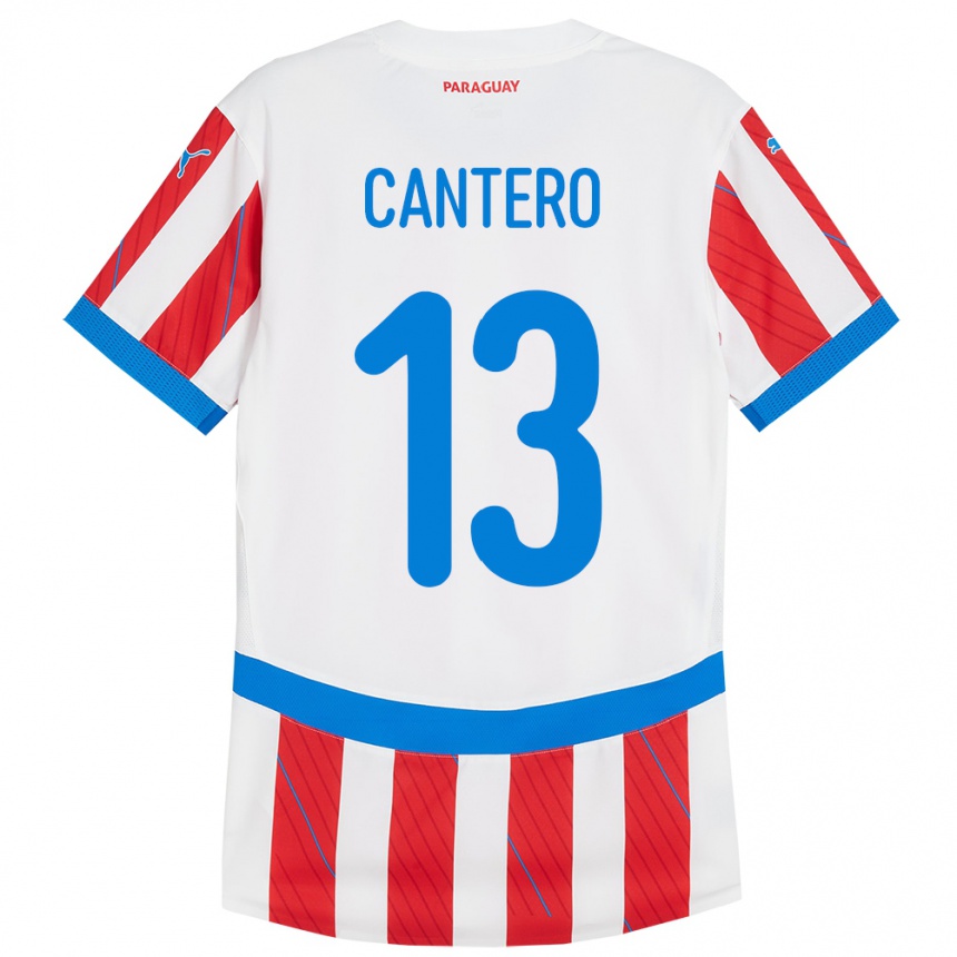 Niño Fútbol Camiseta Paraguay Alexis Cantero #13 Blanco Rojo 1ª Equipación 24-26 Perú