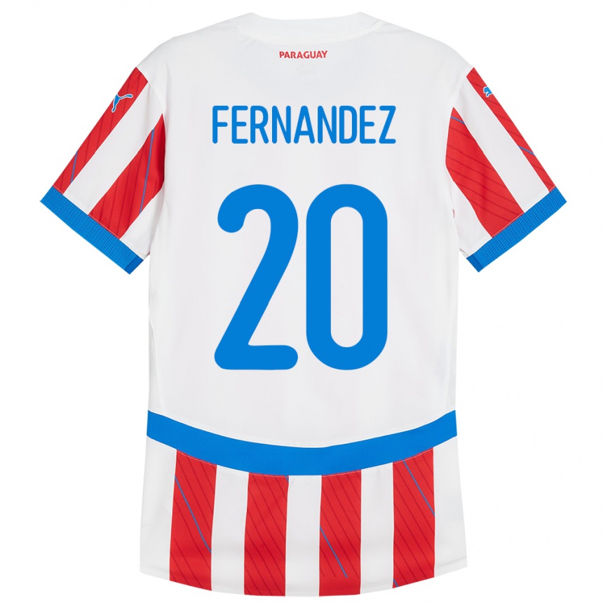 Niño Fútbol Camiseta Paraguay Marcelo Fernández #20 Blanco Rojo 1ª Equipación 24-26 Perú