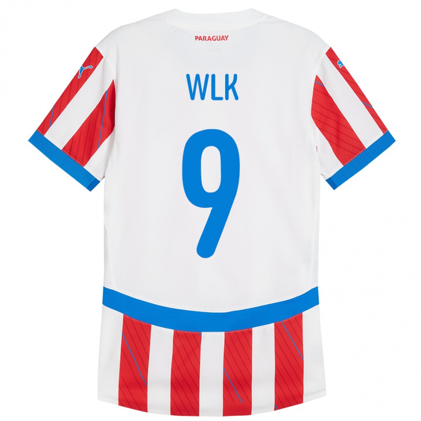 Niño Fútbol Camiseta Paraguay Allan Wlk #9 Blanco Rojo 1ª Equipación 24-26 Perú