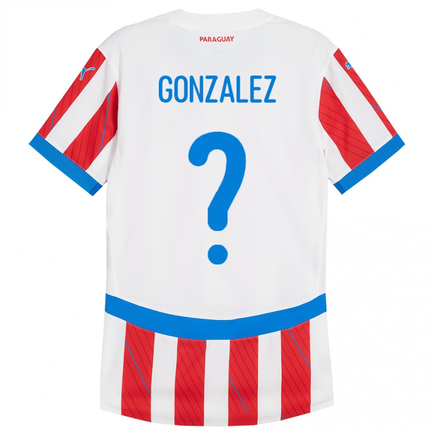 Niño Fútbol Camiseta Paraguay Antonio González #0 Blanco Rojo 1ª Equipación 24-26 Perú