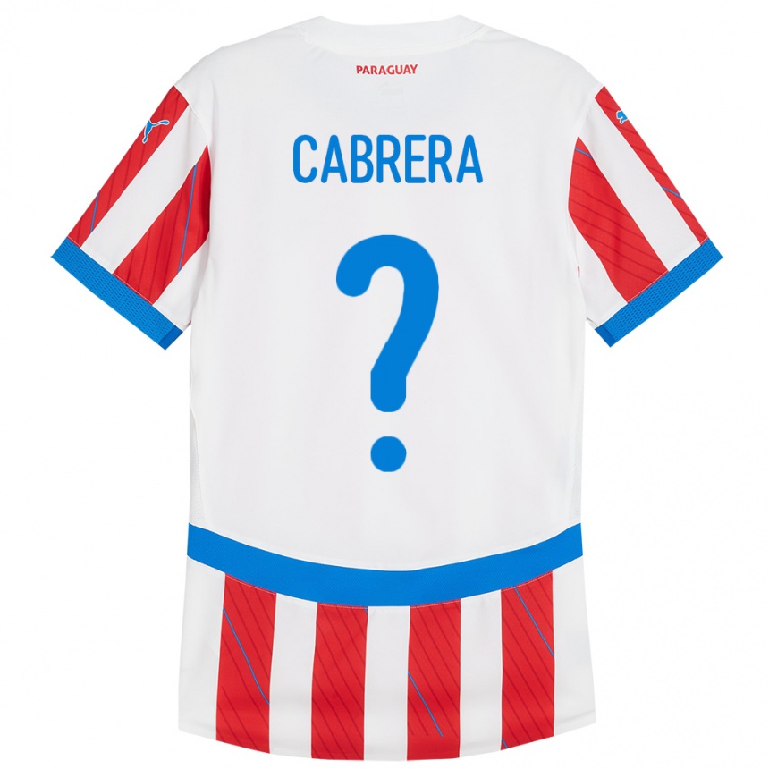 Niño Fútbol Camiseta Paraguay Ivan Cabrera #0 Blanco Rojo 1ª Equipación 24-26 Perú