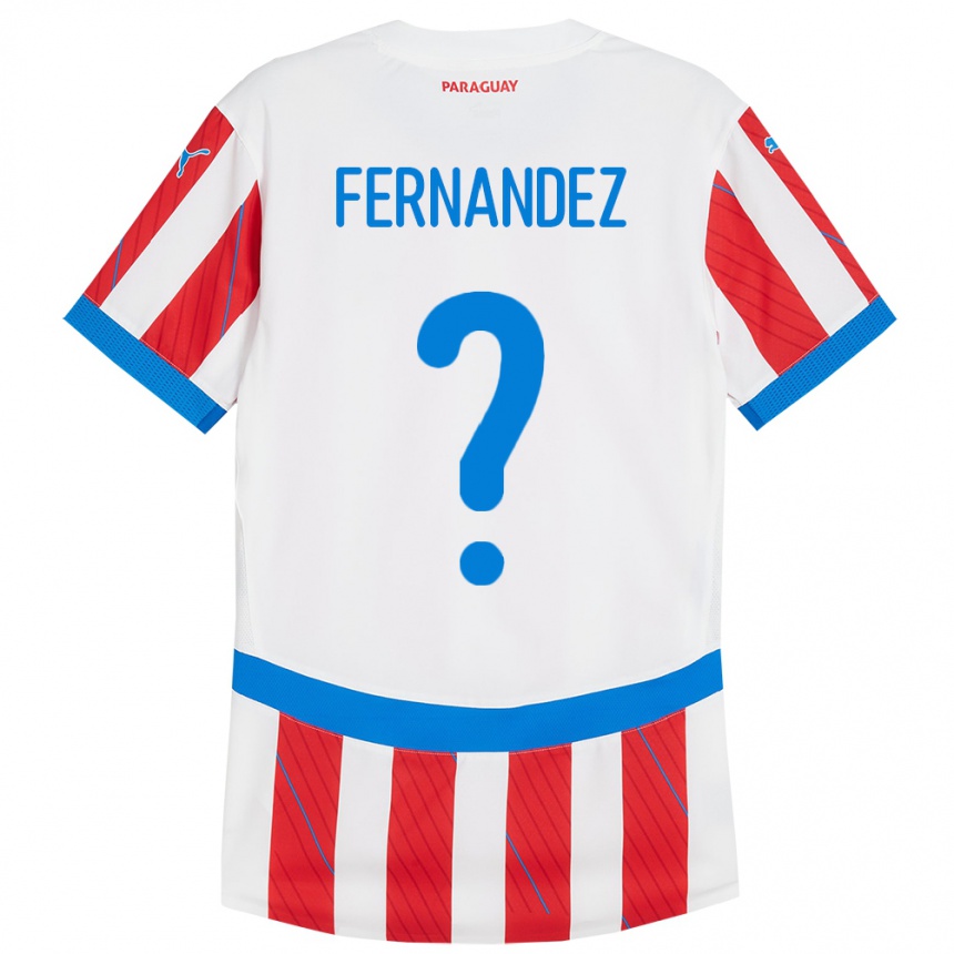 Niño Fútbol Camiseta Paraguay Diego Fernández #0 Blanco Rojo 1ª Equipación 24-26 Perú