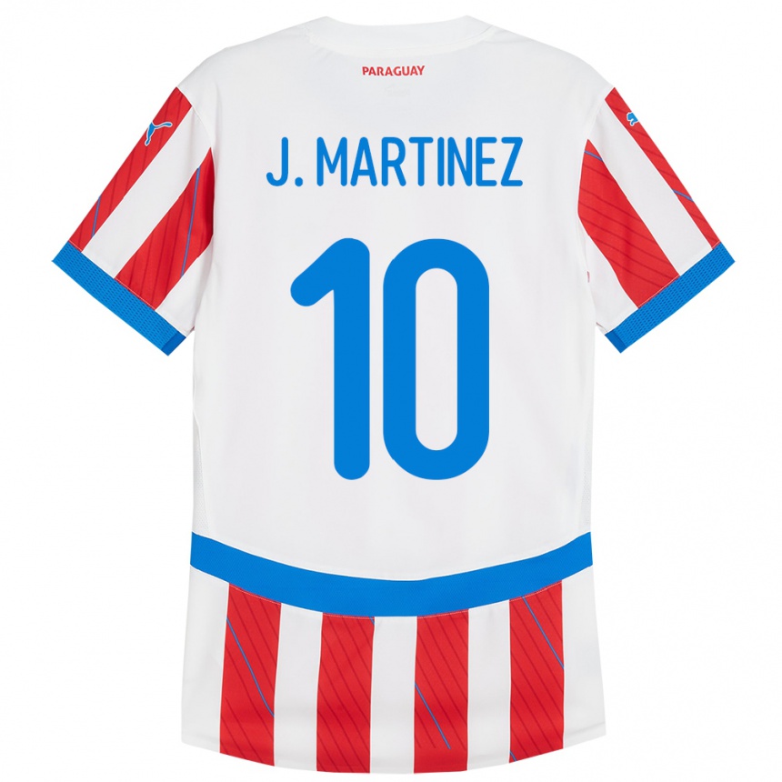 Niño Fútbol Camiseta Paraguay Jessica Martínez #10 Blanco Rojo 1ª Equipación 24-26 Perú