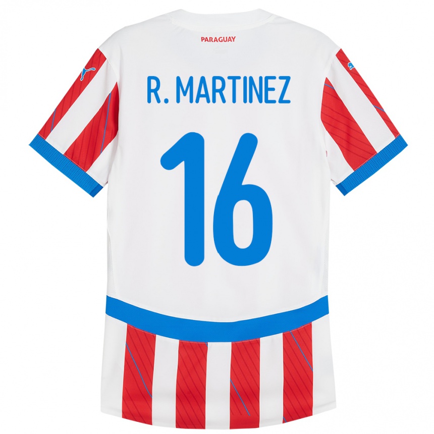 Niño Fútbol Camiseta Paraguay Ramona Martínez #16 Blanco Rojo 1ª Equipación 24-26 Perú