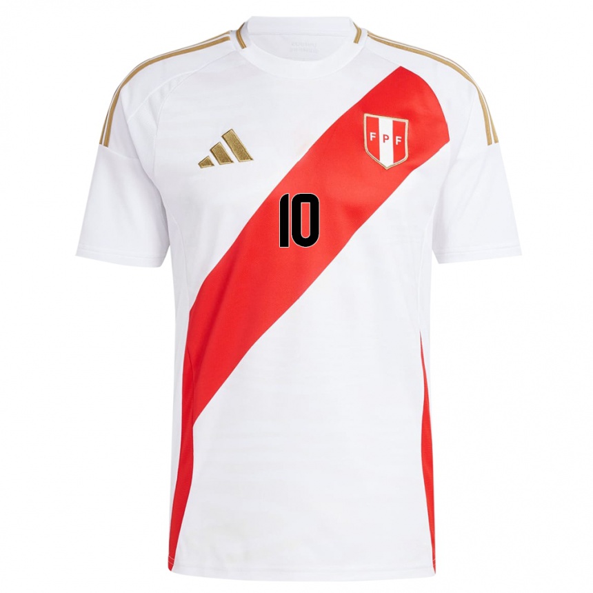 Niño Fútbol Camiseta Perú Thiago Salinas #10 Blanco 1ª Equipación 24-26 Perú